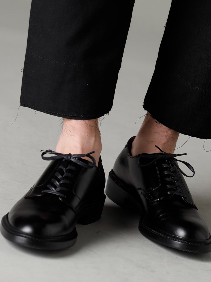 The Viridi-anne(ザ ヴィリジアン) 23SS(春夏) 味のあるディテールをさりげなく用いたデザイン -  VI-3568-04-Black フラグメント ドロップクロッチ トラウザー ブラックIH-22SS-S001-RCレザーシューズ  3-005