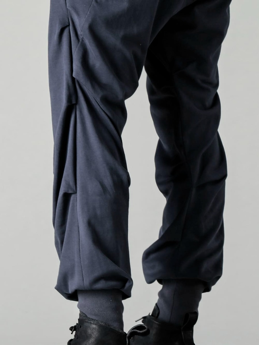 DEVOA 23SS Elastic and drawcord specifications allow for flexible size selection. -  PTN-AGCJ-Blue-Gray ジョガーパンツ コットンジャージー ブルーグレー BOOT4-LEATHER ブーツ4 レザー 3-004