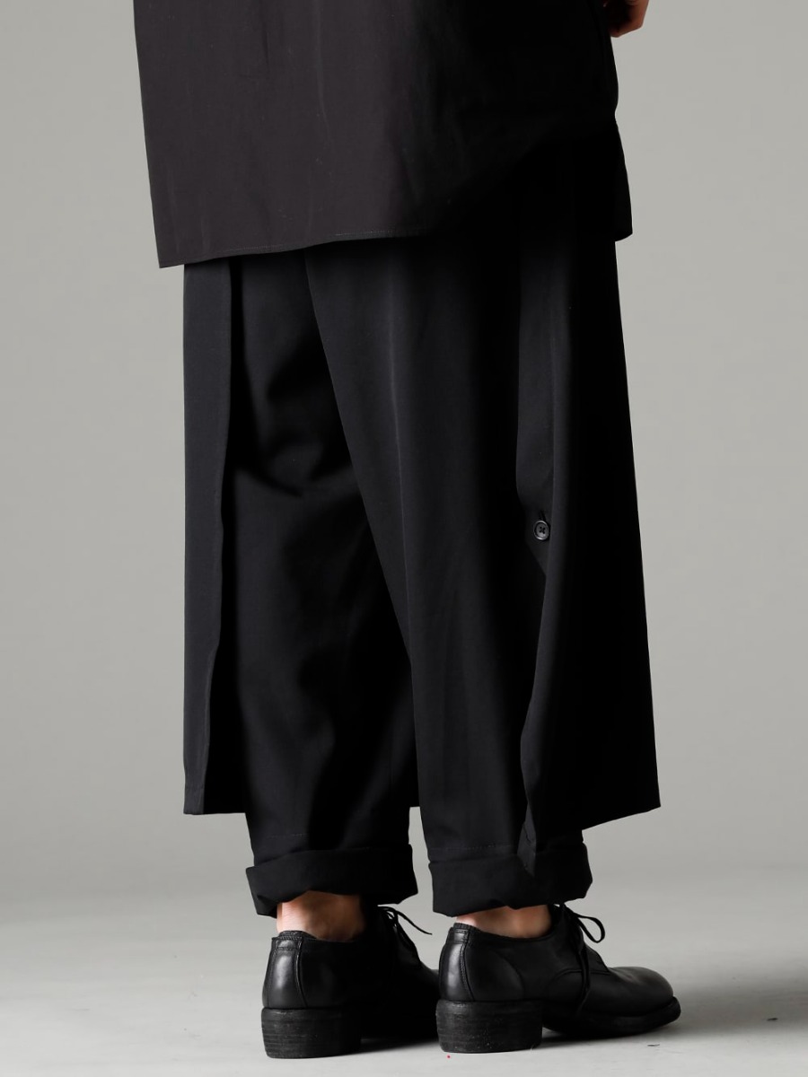 Yohji Yamamoto(ヨウジヤマモト) 23SS(春夏) HZ-P37-100 フレアスカート布付きパンツ 1-004