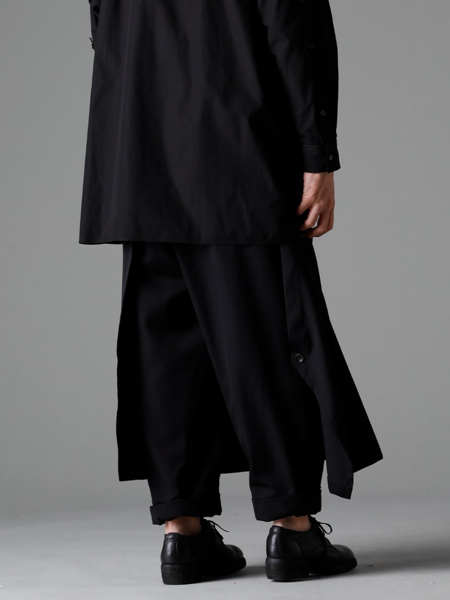 Yohji Yamamoto(ヨウジヤマモト) 23SS(春夏) HZ-P37-100 フレアスカート布付きパンツ 1-008