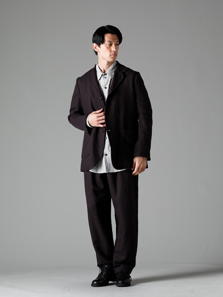 NOUSAN(ノウザン) 23SS(春夏) - クラシックなファーマースタイル ハンドメイドならではの纏まり - johann-A ヨハン：3-B パッチポケットジャケット - center seam shirt センターシームシャツ - villa-A-23SS ヴィラ:ワイドイージーパンツ - 792Z クラシック ダービーシューズ レースアップ ダブルソール - ホース フルグレイン - 792Z 1-001