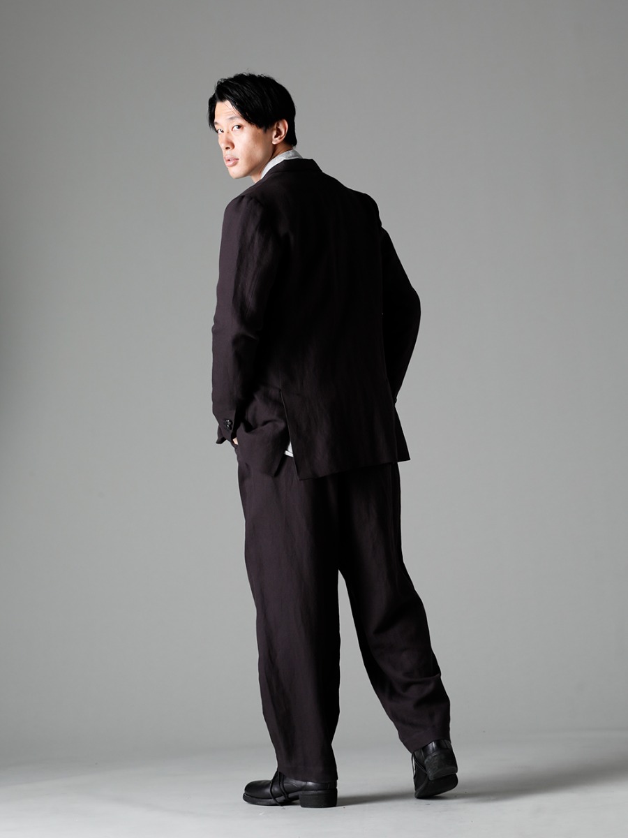 NOUSAN(ノウザン) 23SS(春夏) ハンドメイドならではの纏まり - johann-A ヨハン：3-B パッチポケットジャケット - center seam shirt センターシームシャツ - villa-A-23SS ヴィラ:ワイドイージーパンツ - 792Z クラシック ダービーシューズ レースアップ ダブルソール - ホース フルグレイン - 792Z 1-004