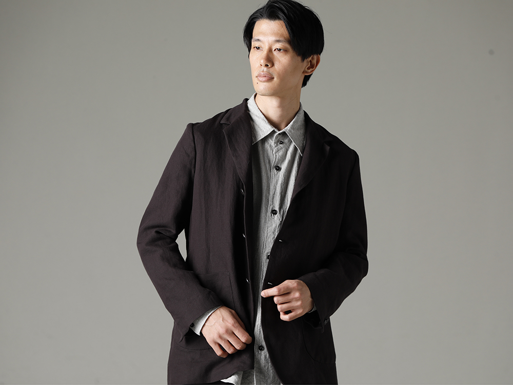 NOUSAN(ノウザン) 23SS(春夏) ユニークな配合の生地を完璧に使いこなす  - johann-A ヨハン：3-B パッチポケットジャケット - center seam shirt センターシームシャツ 2-001