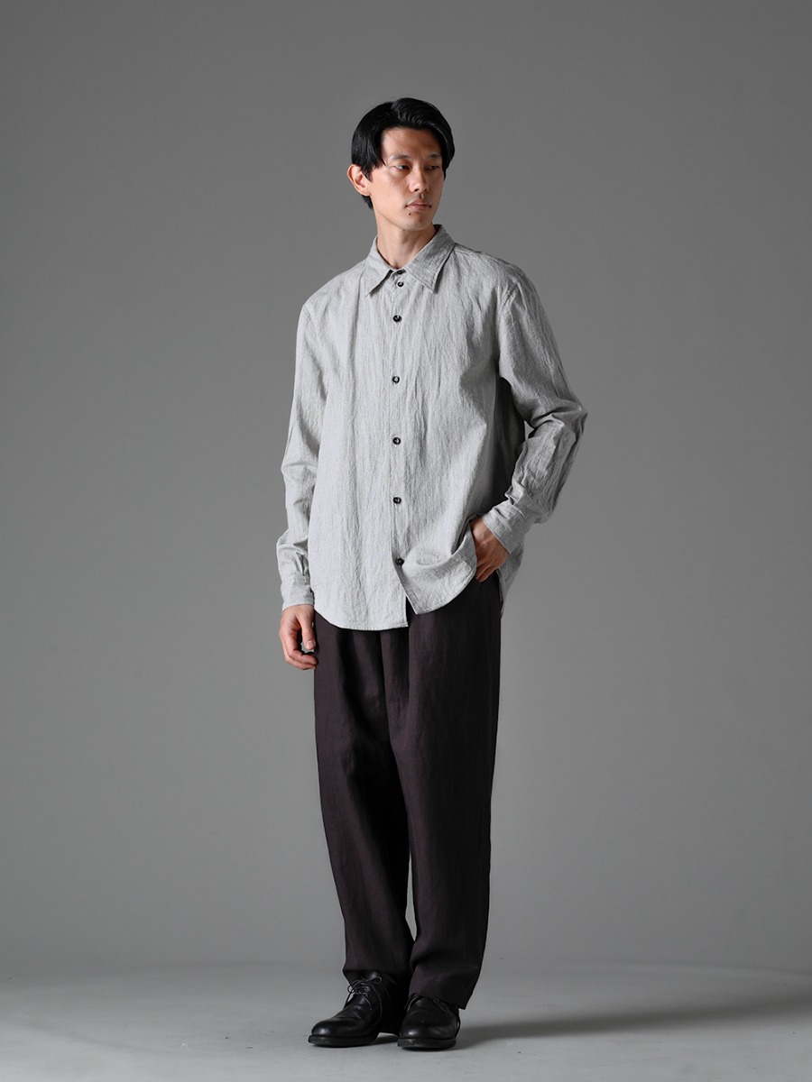 NOUSAN(ノウザン) 23SS(春夏) 新定番アイテムでクラシックな雰囲気をより濃く - center seam shirt センターシームシャツ - villa-A-23SS ヴィラ:ワイドイージーパンツ - 792Z クラシック ダービーシューズ レースアップ ダブルソール - ホース フルグレイン - 792Z 3-001