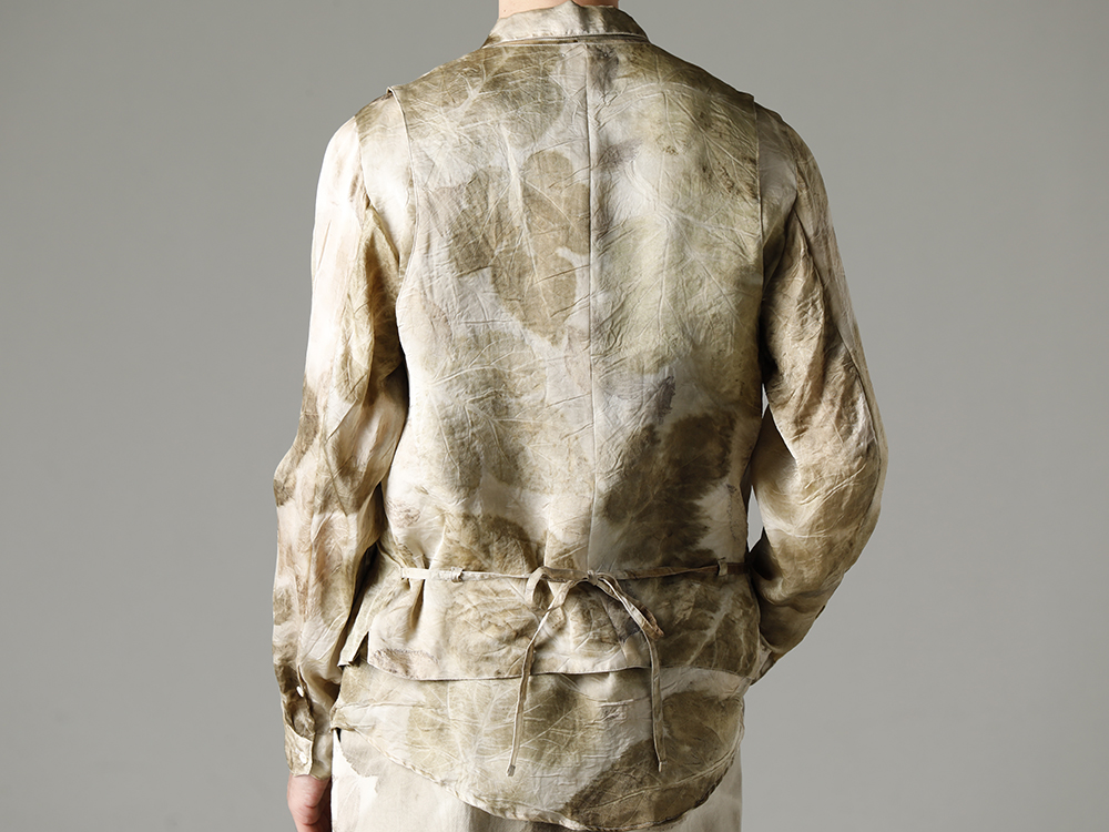NOUSAN 23SS Giving new value to flood-damaged silk fabrics.  - 3-B gilet-Leaf Print 3B gilet (Leaf Print) - shirt-Leaf-Print Reguler Collar Shirt (Leaf Print) 2-004