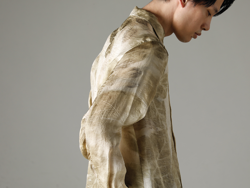 NOUSAN 23SS Giving new value to flood-damaged silk fabrics.  - shirt-Leaf-Print Reguler Collar Shirt (Leaf Print) 2-007