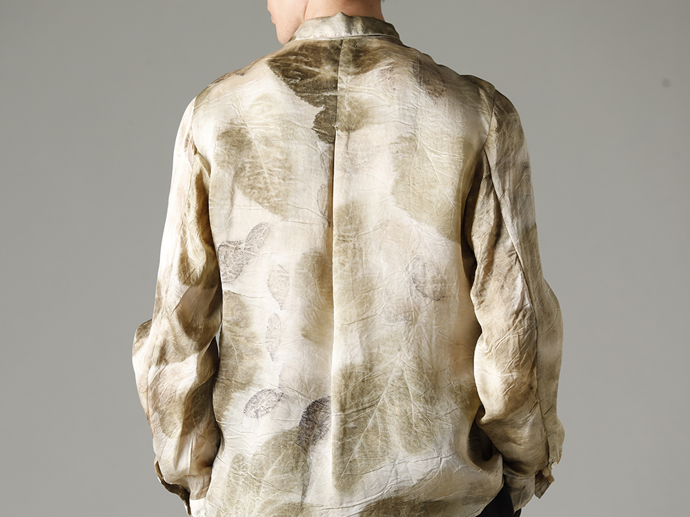 NOUSAN 23SS Giving new value to flood-damaged silk fabrics.  - shirt-Leaf-Print Reguler Collar Shirt (Leaf Print) 2-008