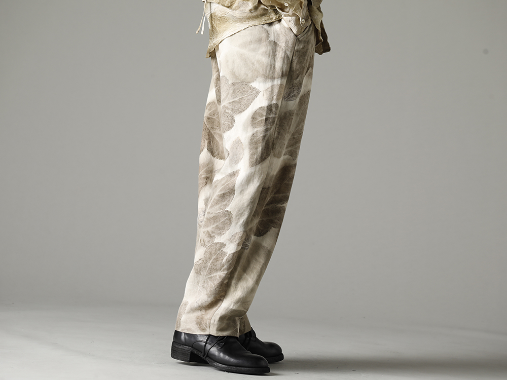 NOUSAN 23SS Fabrics blended to maximize the use of washi - villa-A-23SS-Leaf Print villa：Wide Easy Pants (Leaf Print) - 792Z Classic Derby Shoes Double Sole - Horse Full Grain Leather 3-004