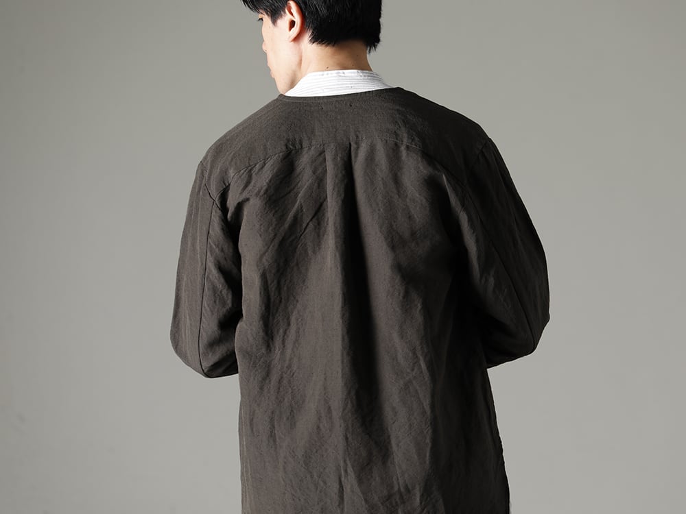 NOUSAN(ノウザン) 23SS(春夏) 計算され尽くしたパターンメイク  - collarless pocket shirt ノーカラー ポケットシャツ - stand coller shirt スタンドカラーシャツ 2-003