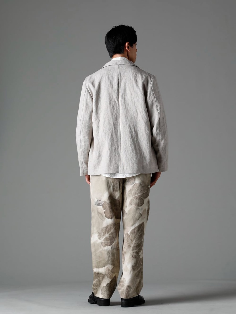 NOUSAN 23SS Linen outerwear completes a mature look with a cool texture. - vincent vincent：Fly Front Short Jacket - shirt Reguler Collar Shirt - villa-A-23SS-Leaf Print villa：Wide Easy Pants (Leaf Print) - 792Z Classic Derby Shoes Double Sole - Horse Full Grain Leather 1-005