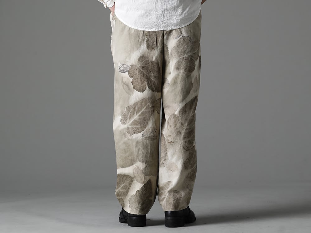 NOUSAN 23SS Uneven STRIPED CREPE Fabric, environmentally friendly Japanese Paper that challenges the apparel industry - villa-A-23SS-Leaf Print villa：Wide Easy Pants (Leaf Print) - 792Z Classic Derby Shoes Double Sole - Horse Full Grain Leather 3-005