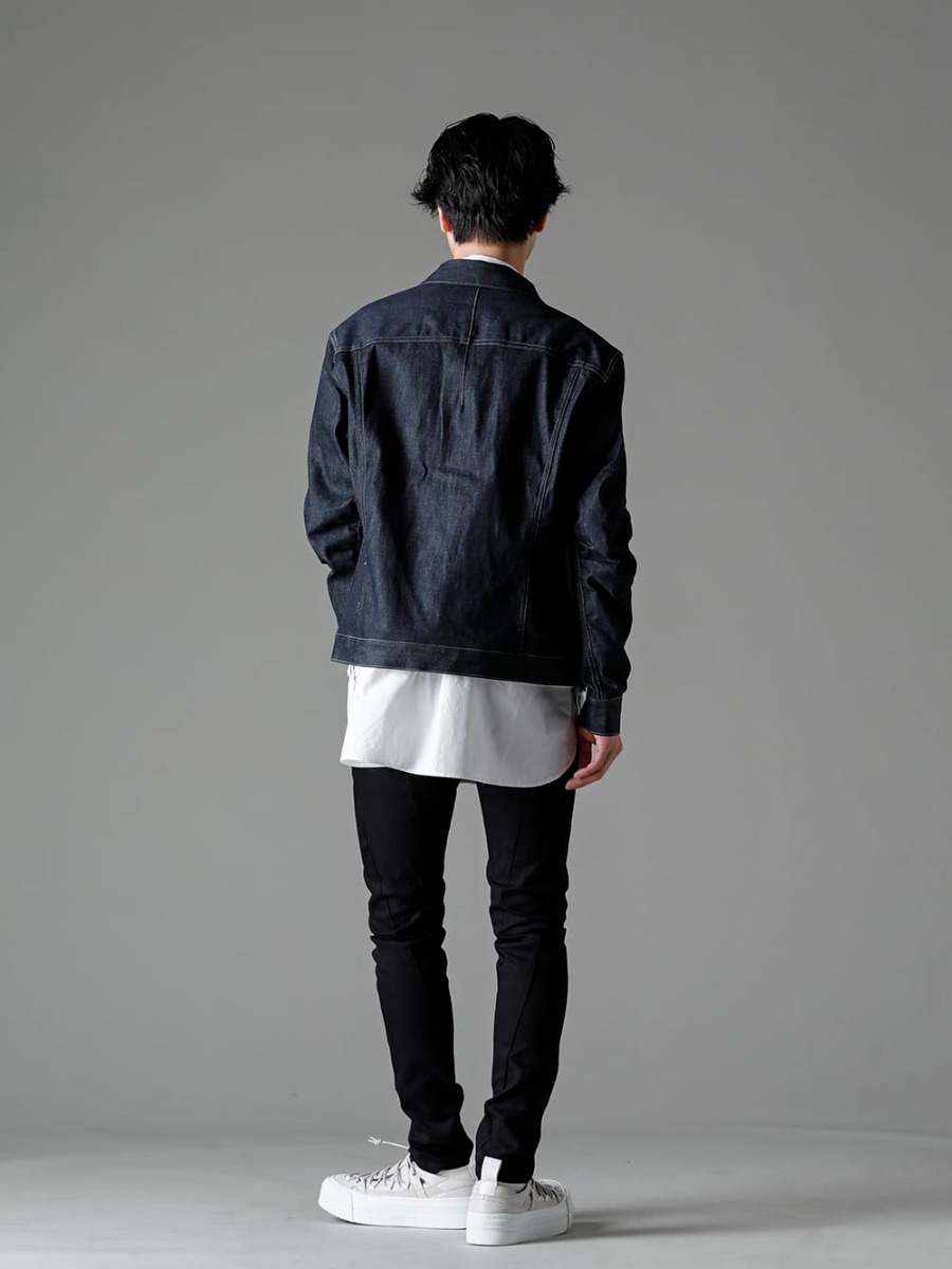 The Viridi-anne - ザ ヴィリジアン 2023SS スタイリング 春らしいリラックス感のある着こなし - VI-3574-06-Indigo - デニムジャケット インディゴ - VI-3581-02 - デタッチャブル シャツ - VI-3575-04-Black - デニム スリム パンツ ブラック 1-003