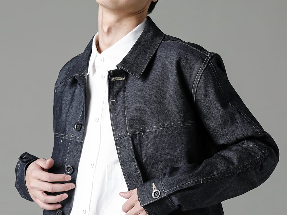 The Viridi-anne - ザ ヴィリジアン 2023SS カジュアルライクなIndigoカラー  - VI-3574-06-Indigo - デニムジャケット インディゴ - VI-3581-02 - デタッチャブル シャツ - VI-3575-04-Black 2-003