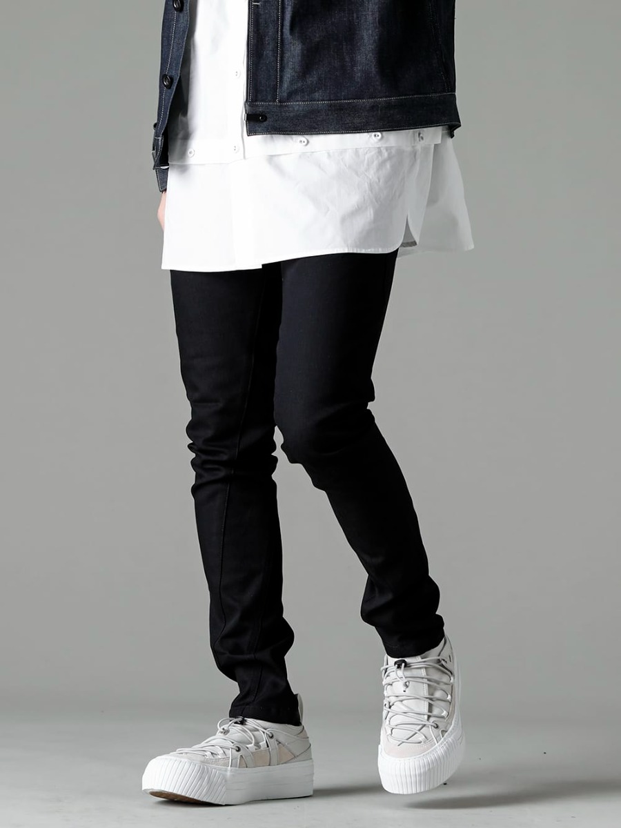 The Viridi-anne - ザ ヴィリジアン 2023SS カジュアルライクなIndigoカラー  - VI-3555-09-L.Gray - スニーカー L.グレー - VI-3581-02 - デタッチャブル シャツ - VI-3575-04-Black - デニム スリム パンツ ブラック 2-006