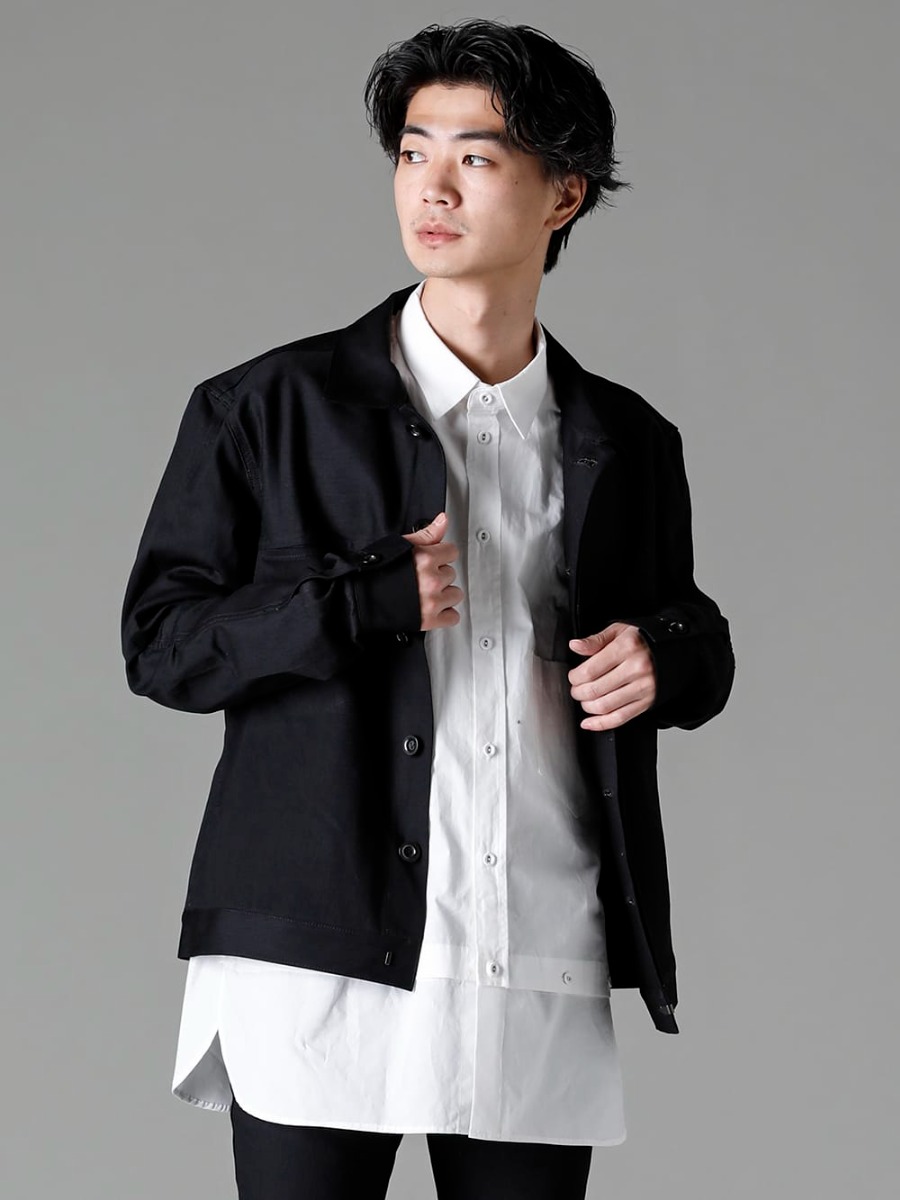 The Viridi-anne - ザ ヴィリジアン 2023SS Blackのデニムセットアップでドレッシーに VI-3574-06-Black - デニムジャケット ブラック - VI-3581-02 - デタッチャブル シャツ - VI-3575-04-Black - デニム スリム パンツ ブラック 3-001