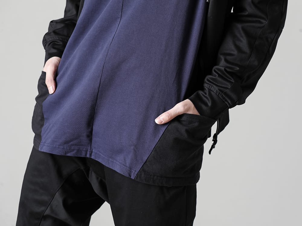 RIPVANWINKLE 23SS Watertight fasteners that are an accent to the smooth material in an original finish.  - RW-500-Dolman L/S Navy × Black - RW-510-Line Tornado Pans - RW-513-Line Rap Hoodie 2-008