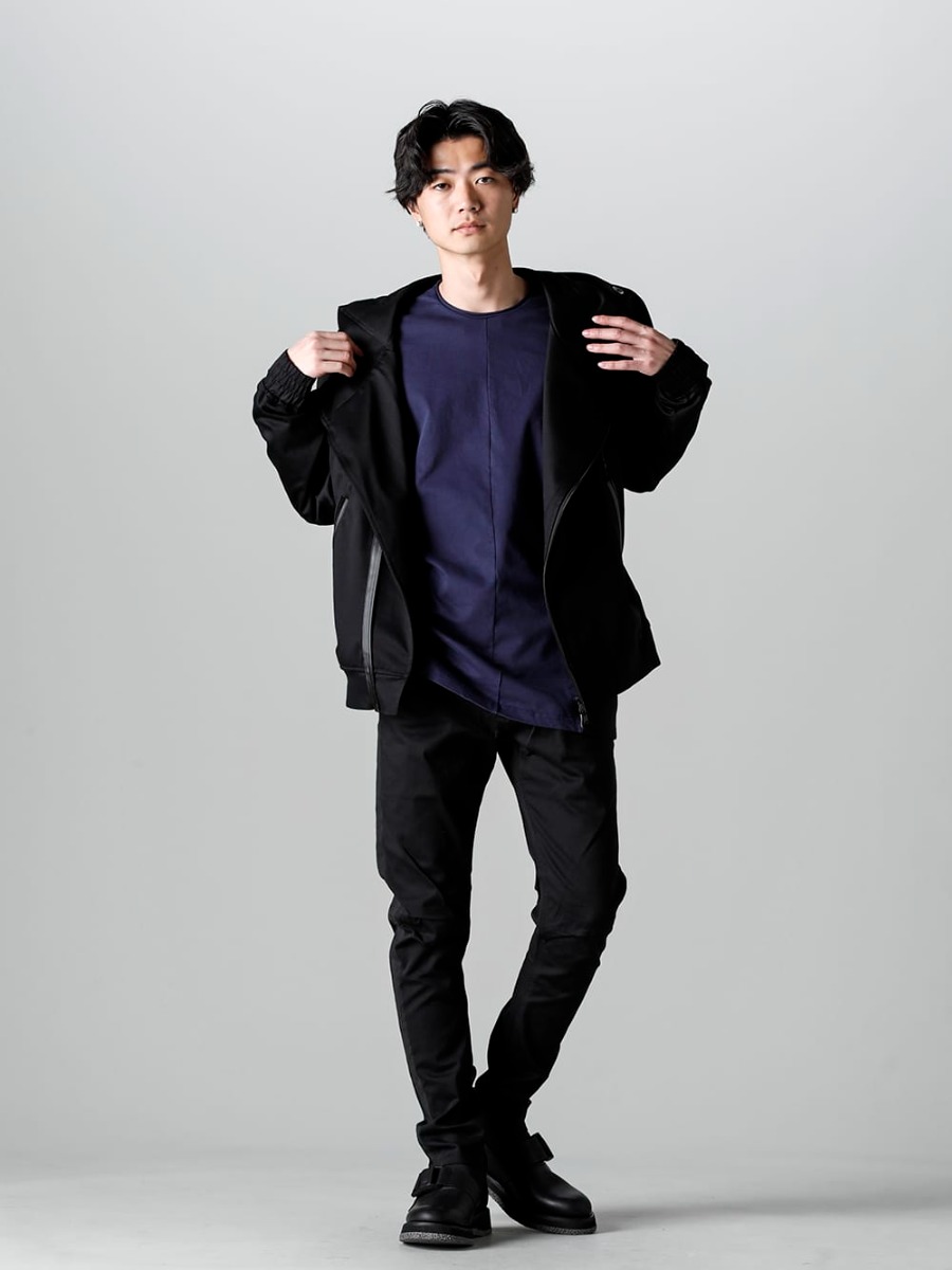 RIPVANWINKLE 2023SS 見出し4 - RW-513 - Line Wrap Hoodie - RW-500-Navy × Black - Dolman L/S Navy × Black - RW-508 - Line Slim Easy Dust Black
  4-001