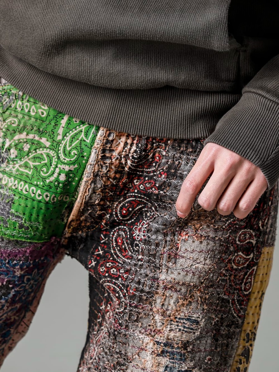 プロレタ リ アート 2023SS 圧倒的な加工技術により生み出された至極の1本 - UROBOROS-DENIM-JEANS-MULCH-32-22-23AW(BORO デニムパンツ ビーズ付き) - 3-004