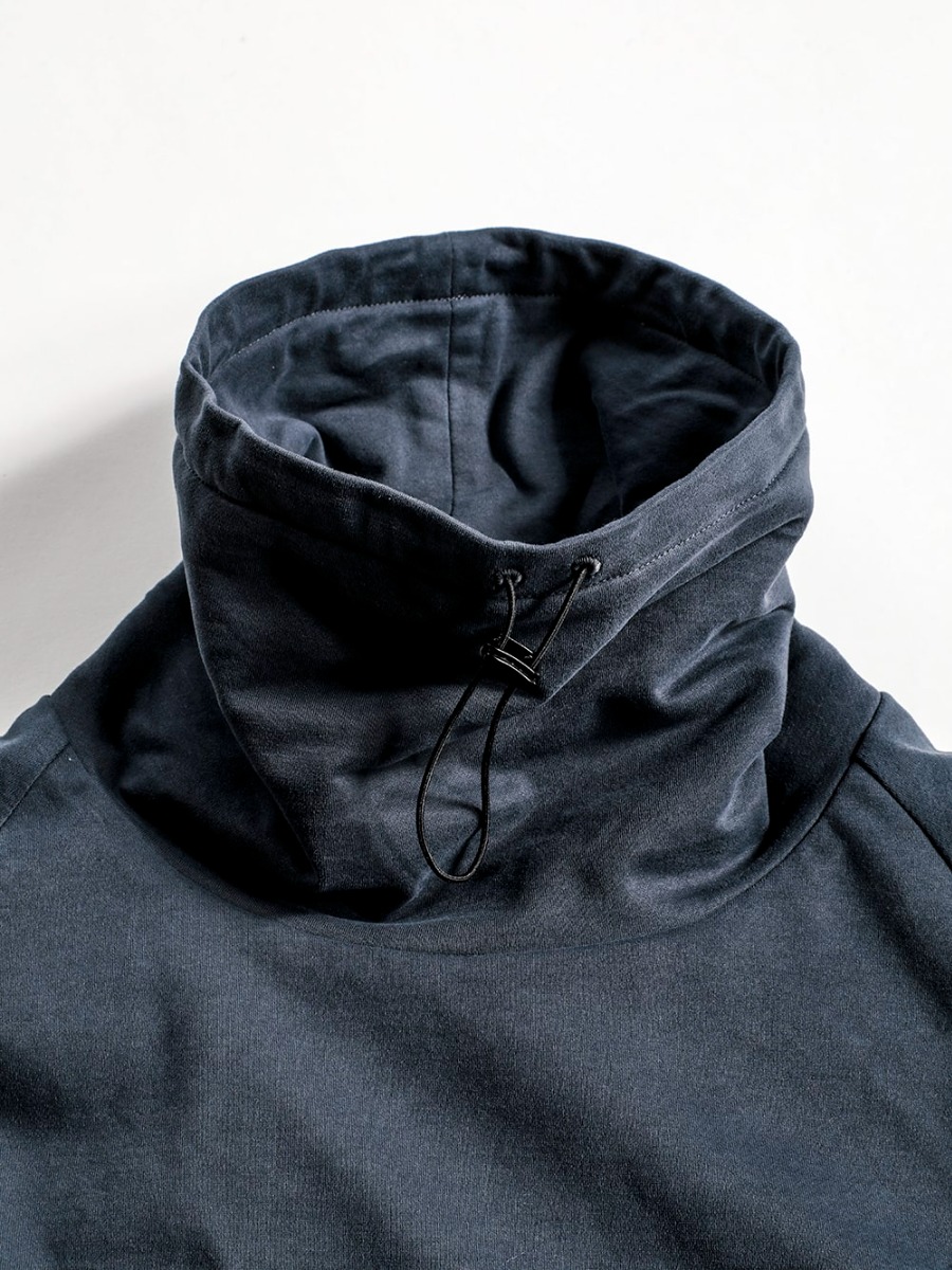 DEVOA 23SS styling Simple and quirky design - FJF-AGMH-Blue-Gray High Neck Pullover Cotton Jersey Blue Gray 1-002