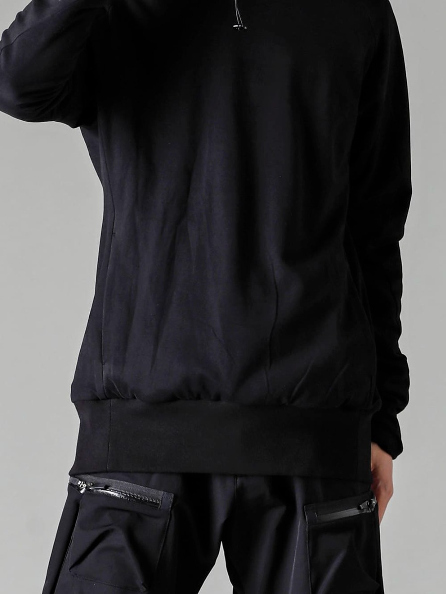 DEVOA 23SS Lined jersey with a worn-in, cozy feel  - FJF-AGMH-Used-Black High Neck Pullover Cotton Jersey Used Black 2-004