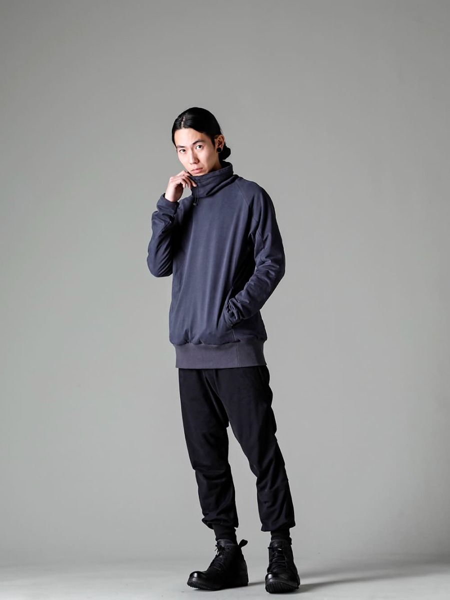DEVOA 23SS styling - FJF-AGMH-Blue-Gray High Neck Pullover Cotton Jersey Blue Gray  4-001