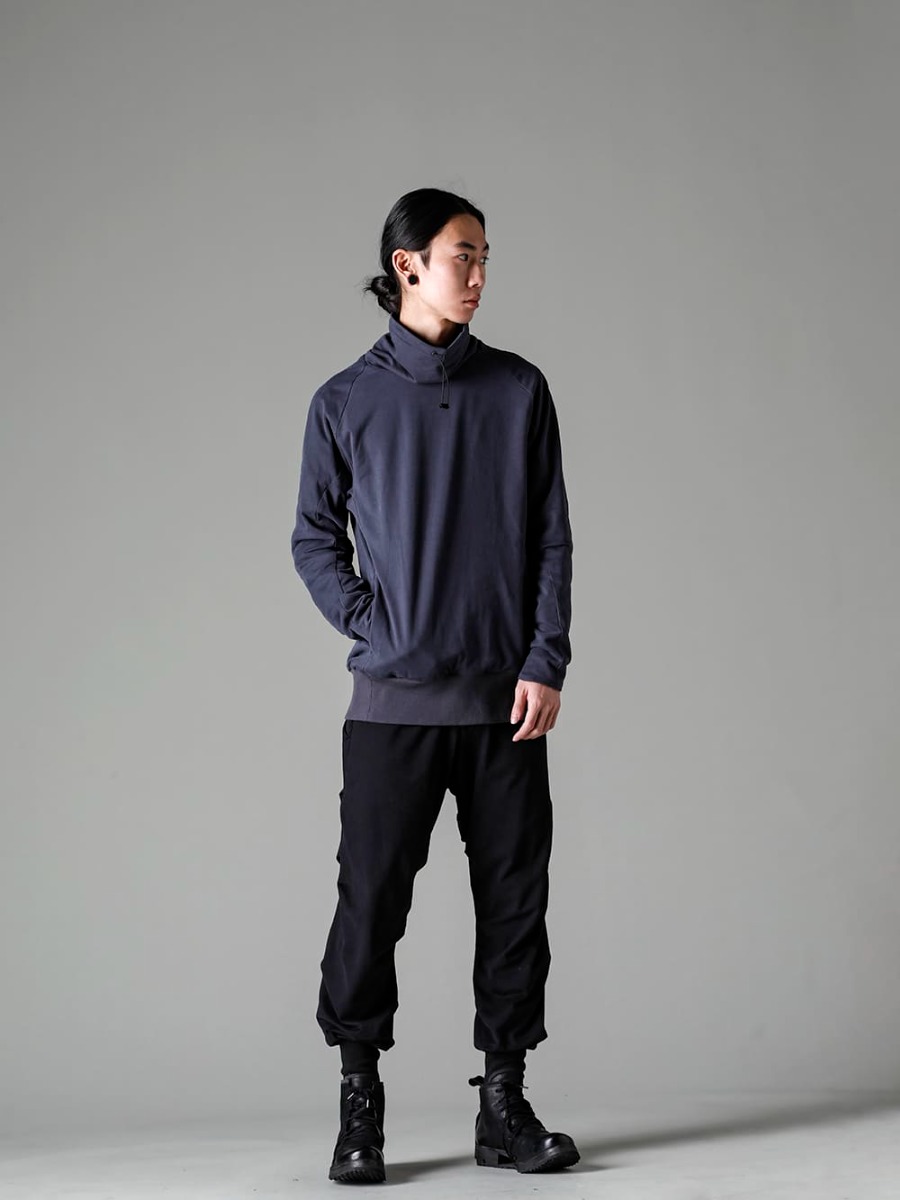 DEVOA 23SS styling - FJF-AGMH-Blue-Gray High Neck Pullover Cotton Jersey Blue Gray PTN-AGCJ-Used-Black Jogger Pants Cotton Jersey Used Black BOOT4-LEATHER Boots 4 Leather 4-001