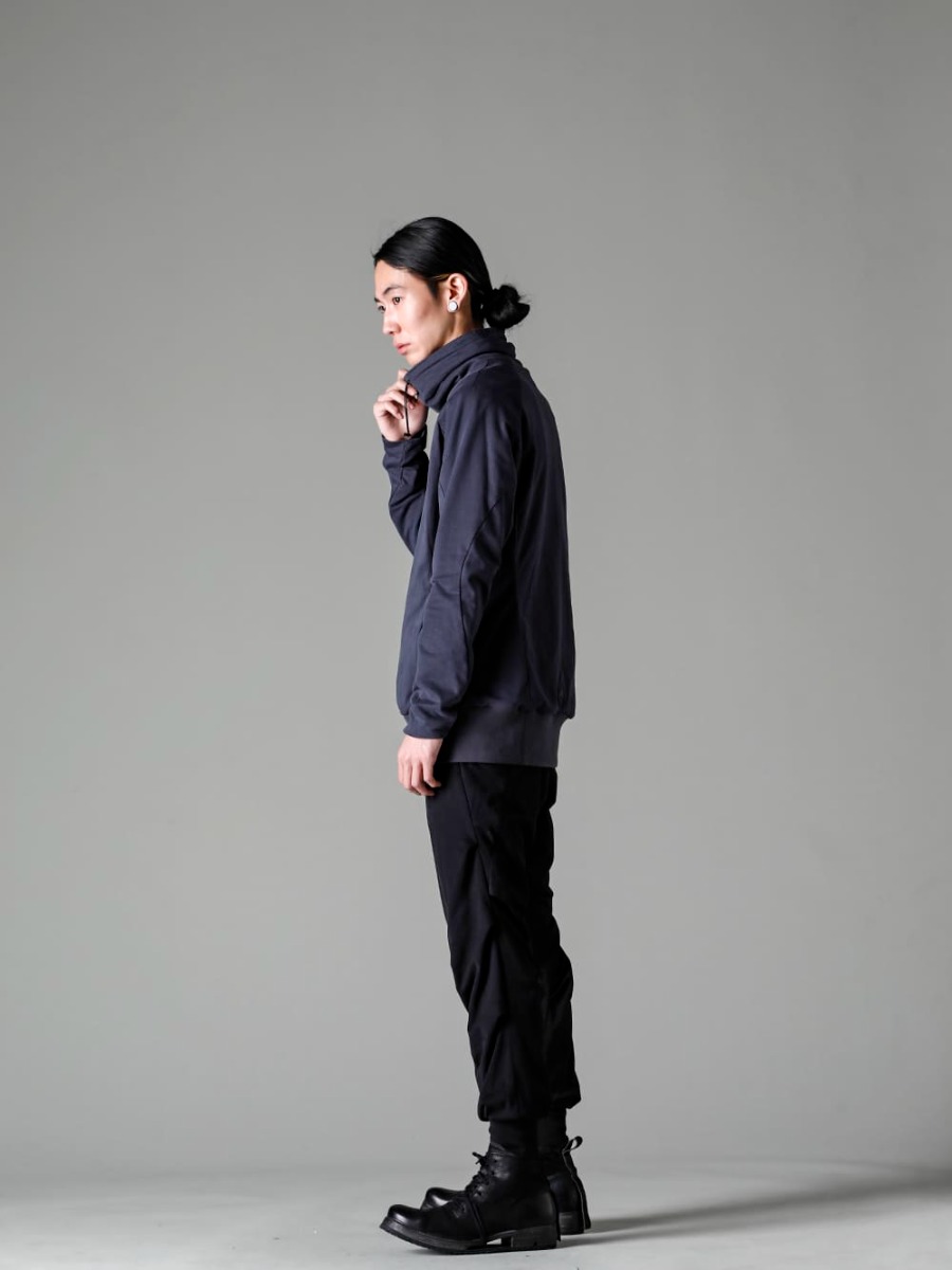 DEVOA 23SS styling - FJF-AGMH-Blue-Gray High Neck Pullover Cotton Jersey Blue Gray PTN-AGCJ-Used-Black Jogger Pants Cotton Jersey Used Black BOOT4-LEATHER Boots 4 Leather  4-001