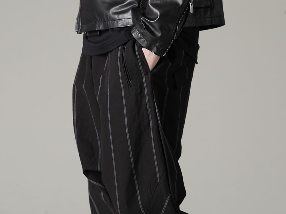 The Viridi-anne 2023SS - Striped pants with a sense of fun. - VI-3572-04-Black-Stripe(Linen/Cotton Drop-Clotch Trousers Black Stripe) - 3-005