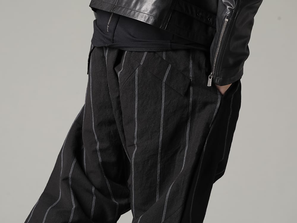 The Viridi-anne 2023SS - Striped pants with a sense of fun. - VI-3572-04-Black-Stripe(Linen/Cotton Drop-Clotch Trousers Black Stripe) - 3-006