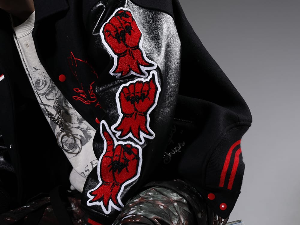 SAINT M×××××× 2023SS Varsity jacket with a sense of weight with a dark atmosphere - SM-A22-0000-034(DEVIL Varsity Jacket Black) - 2-006