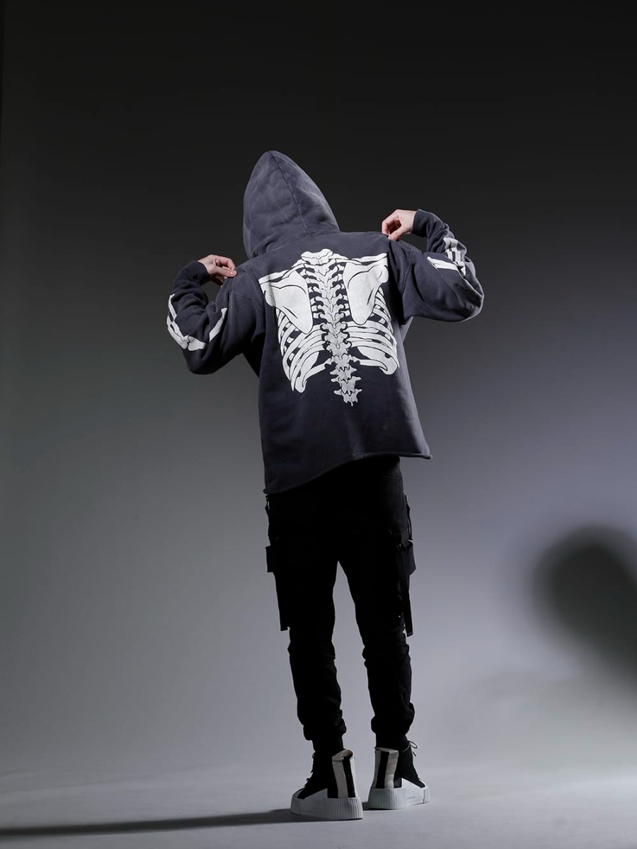 SAINT MICHAEL / D.HYGEN / BORIS BIDJAN SABERI 2023SS A monotone style with a sense of ruggedness that appeals with its design - SM-A22-0000-080(BONE Hoodie) ST107-0623S(Dimplewasher Cotton Stretch Ripstop Detachable Cargo Pocket Jog Trousers) 202-BAMBA1.1(BAMBA1.1 BLACK Y LIGHT GREY - WHITE SOLE) - 1-006