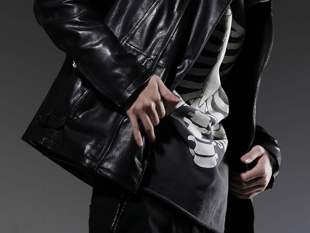 The Viridi-anne / SAINT MICHAEL 2023SS Goat leather that combines strength and lightness - VI-3556-06-Black(Goat Leather Jacket) SM-A22-0000-080(BONE Hoodie) - 2-007