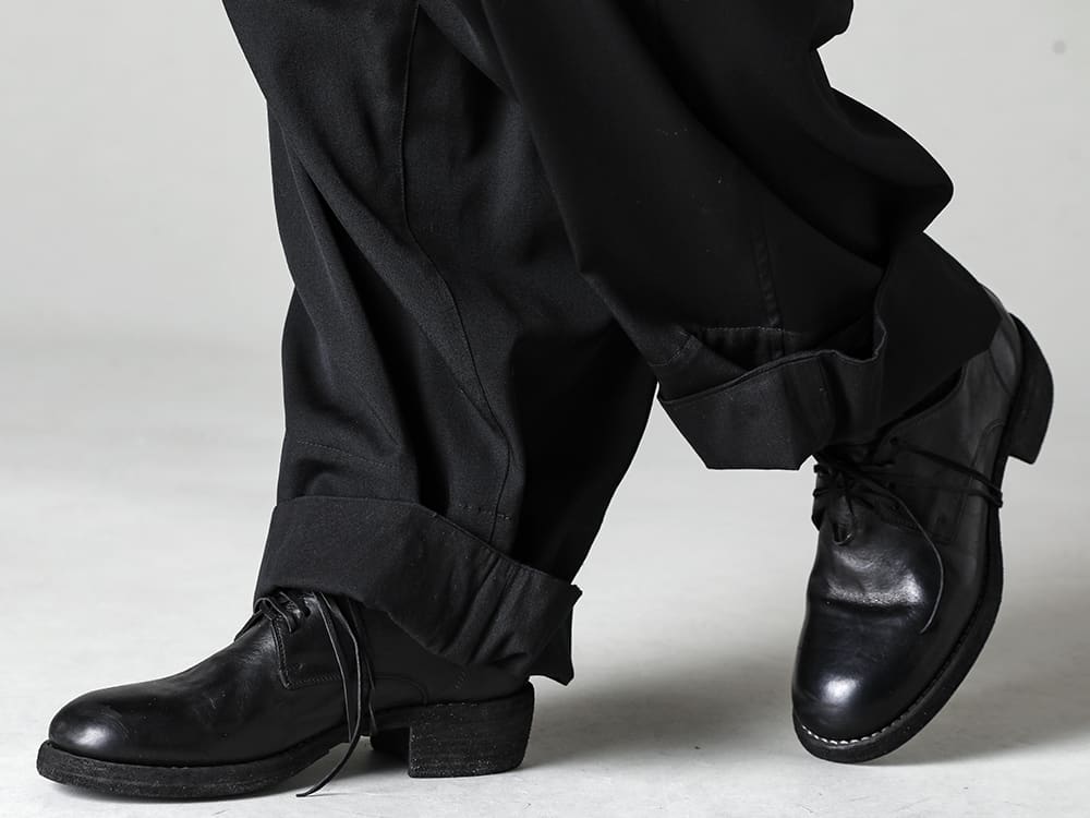 Yohji Yamamoto 23SS Feeling beauty in the sense of incongruity created by deformation  - HZ-D06-100 Changing Suspender Overalls - 792Z Classic Derby Shoes Double Sole - Horse Full Grain Leather 3-009