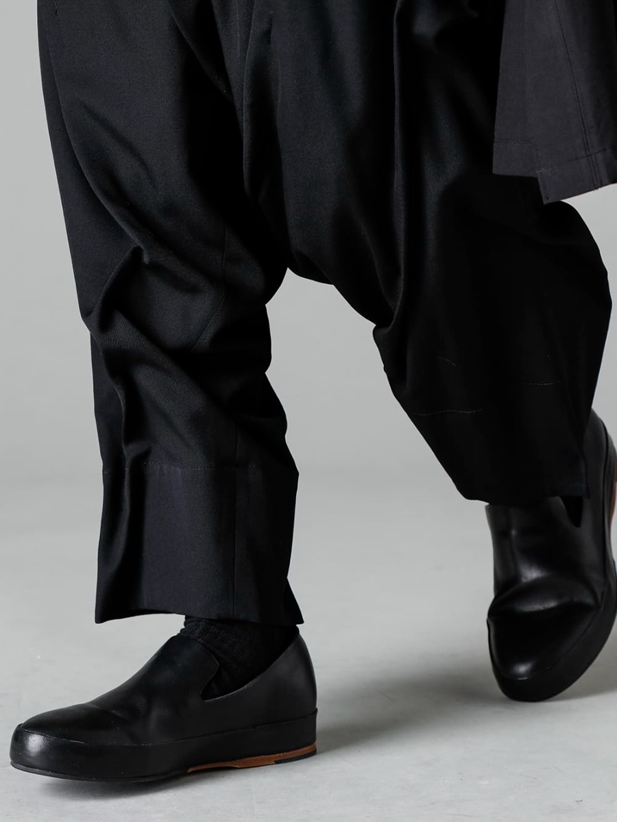 Yohji Yamamoto 23SS Coordinate with design inflection - HZ-P54-100 Random Tuck Pants - Handsewn-Slipper Handsewn Slipper 3-003