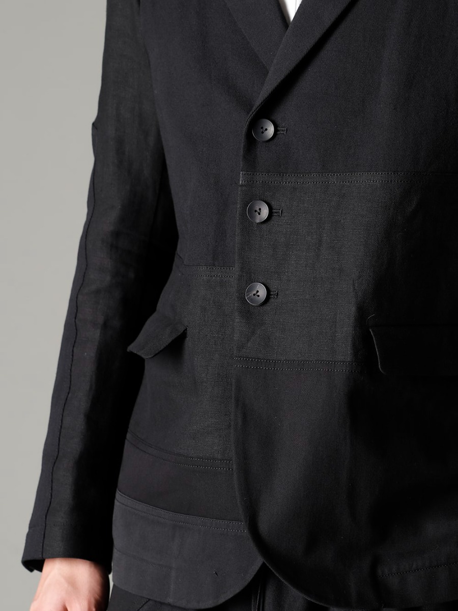 The Viridi-anne 23SS 切り替えの配置やカラーの構成で一癖加える  - VI-3566-06-Black Fragment Blazer Black VI-3581-02 Detachable Shirt 2-005