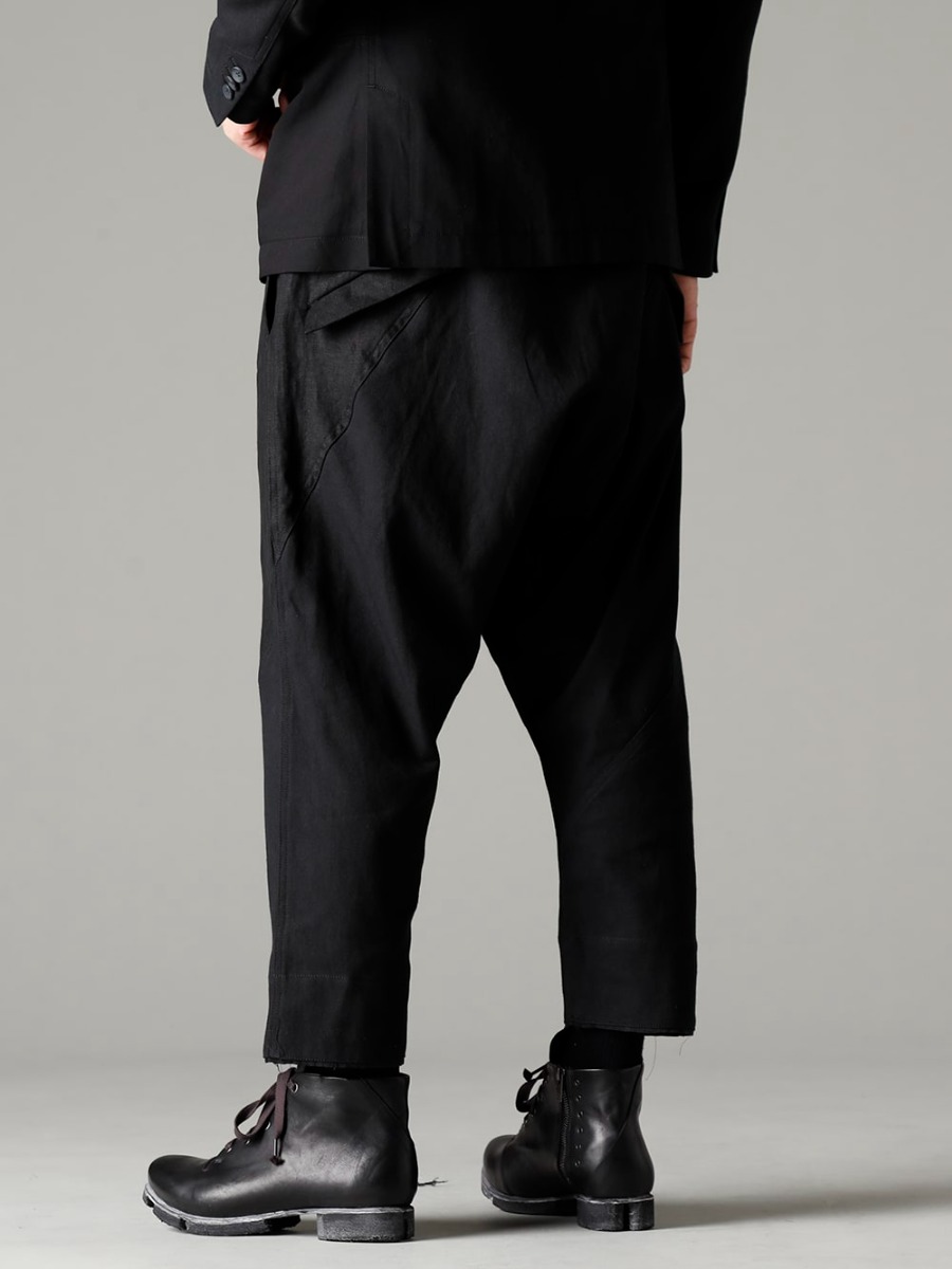 The Viridi-anne 23SS 良いアクセントになる春夏のスタンダードな一本 - VI-3568-04-Black Fragment Drop Crotch Trousers Black FW-CSHS Leather boots GUIDI Horse leather 3-002