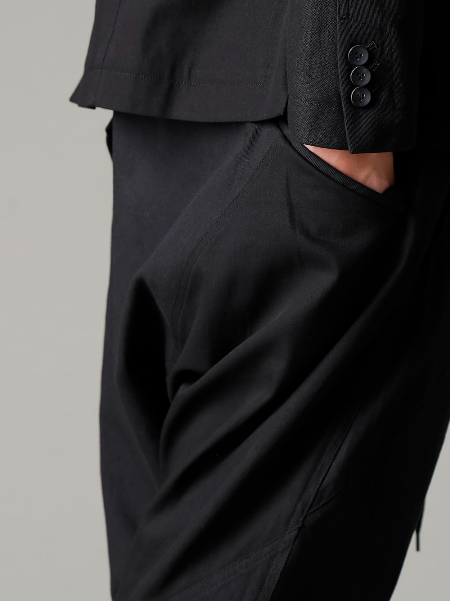 The Viridi-anne 23SS 良いアクセントになる春夏のスタンダードな一本 - VI-3568-04-Black Fragment Drop Crotch Trousers Black FW-CSHS Leather boots GUIDI Horse leather 3-004