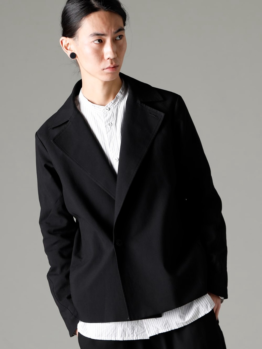 DEVOA(デヴォア) 23SS(春夏) ベーシックなディテールのバランスを少し変えてポイントに  - JKI-CJGC ジャケット ハイ デンシティ コットン stand coller shirt スタンドカラーシャツ 2-001