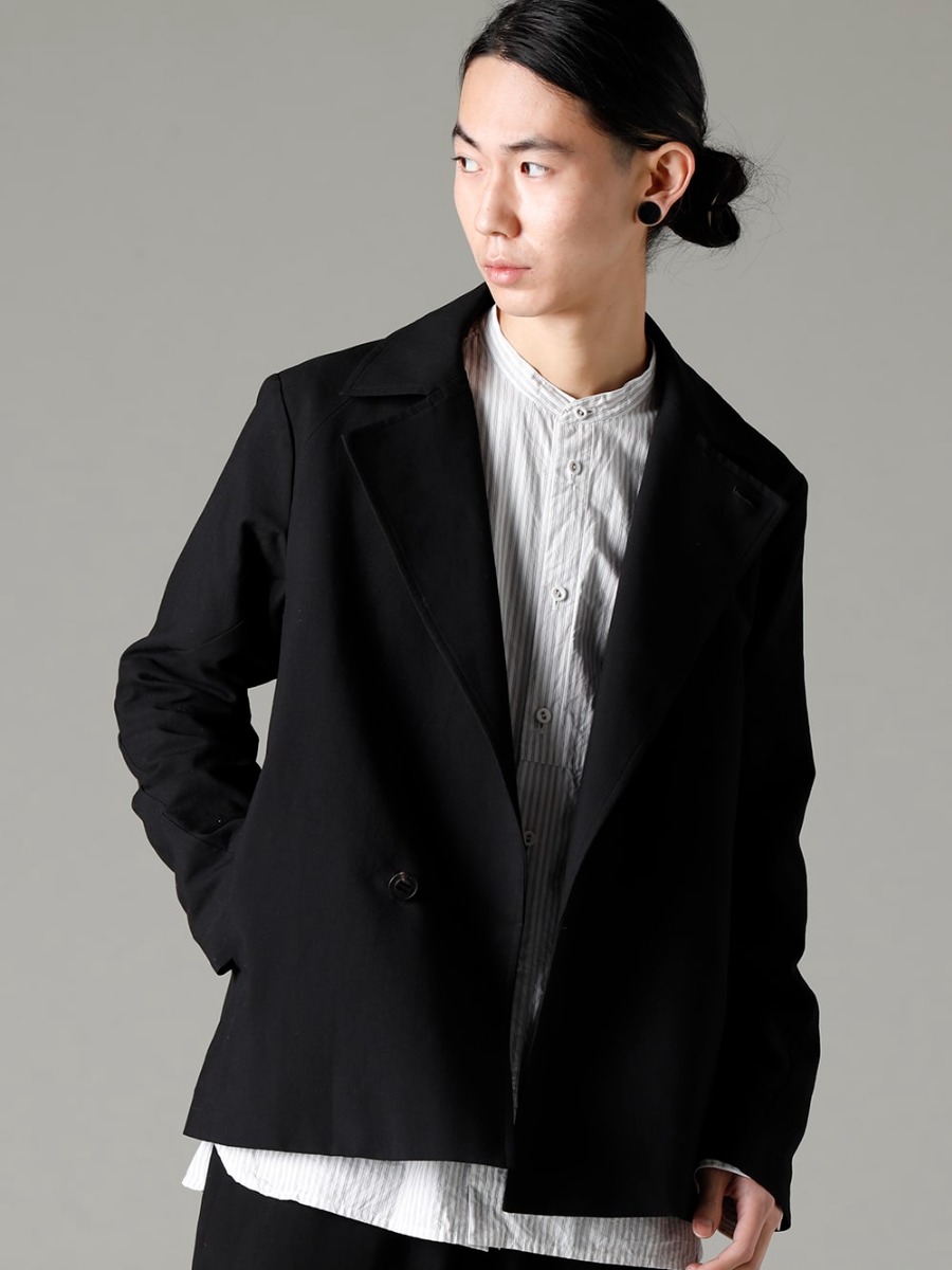 DEVOA(デヴォア) 23SS(春夏) ベーシックなディテールのバランスを少し変えてポイントに  - JKI-CJGC ジャケット ハイ デンシティ コットン stand coller shirt スタンドカラーシャツ 2-002