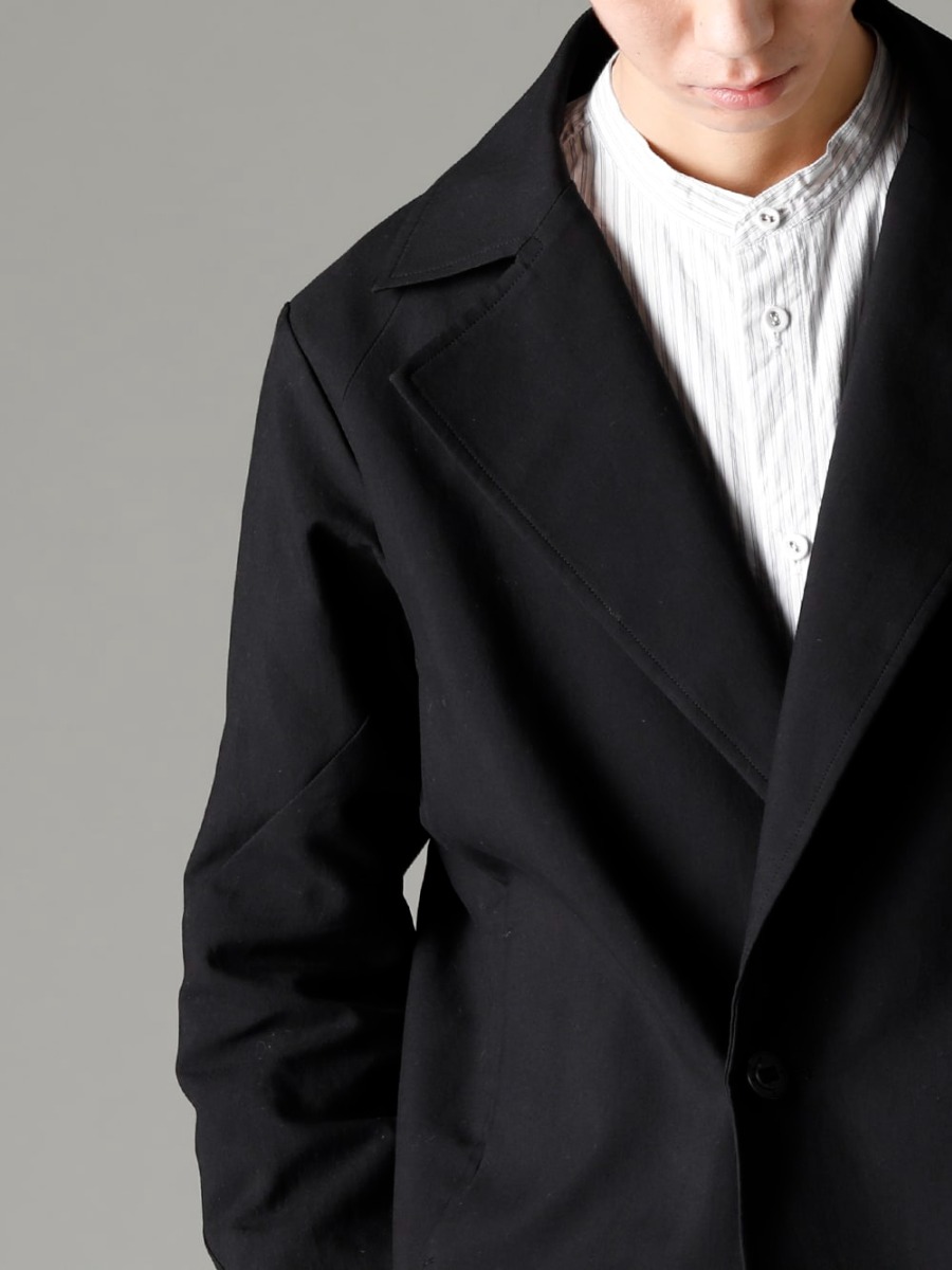 DEVOA(デヴォア) 23SS(春夏) ベーシックなディテールのバランスを少し変えてポイントに  - JKI-CJGC ジャケット ハイ デンシティ コットン stand coller shirt スタンドカラーシャツ 2-003