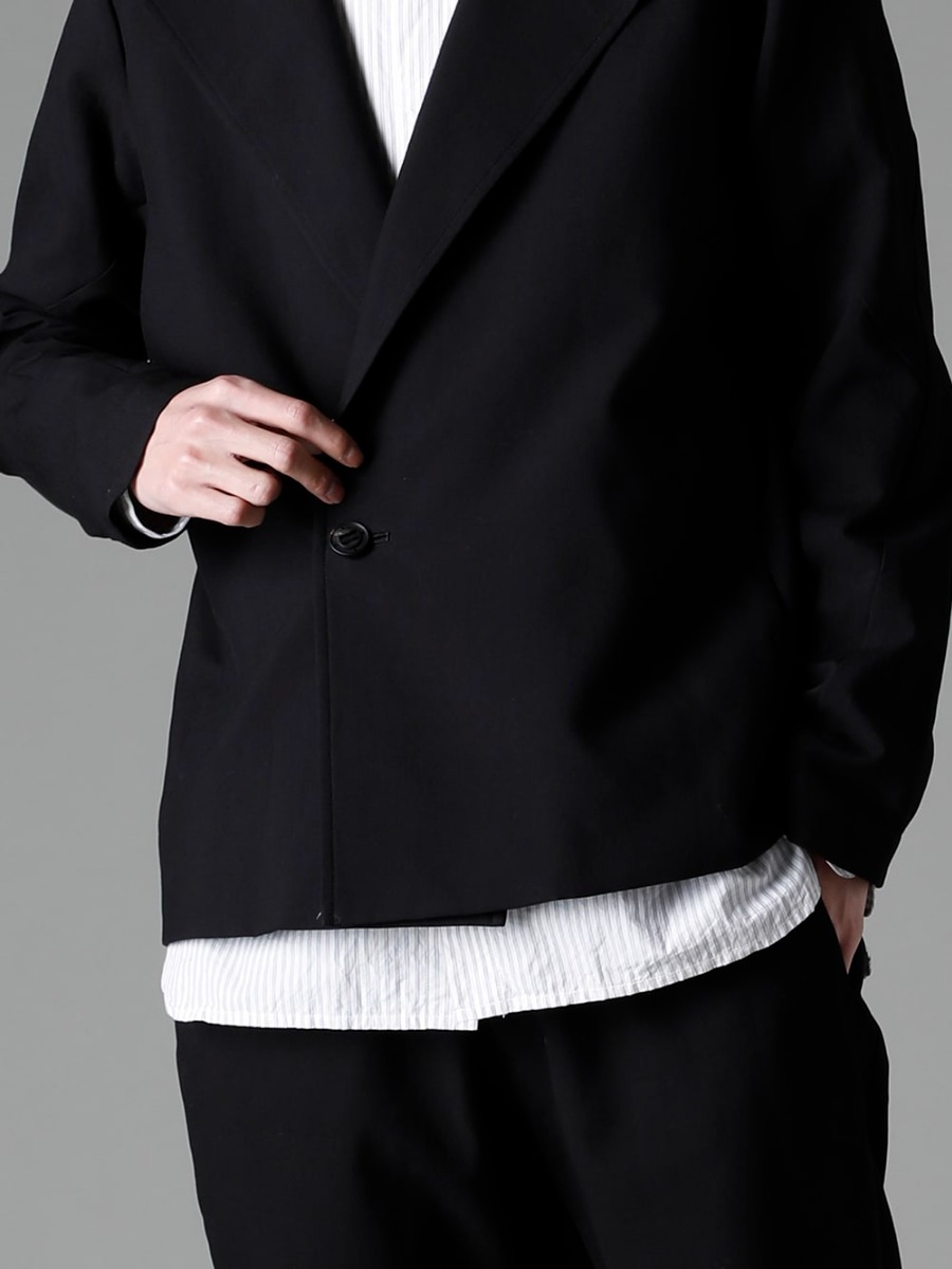 DEVOA(デヴォア) 23SS(春夏) ベーシックなディテールのバランスを少し変えてポイントに  - JKI-CJGC ジャケット ハイ デンシティ コットン stand coller shirt スタンドカラーシャツ 2-004