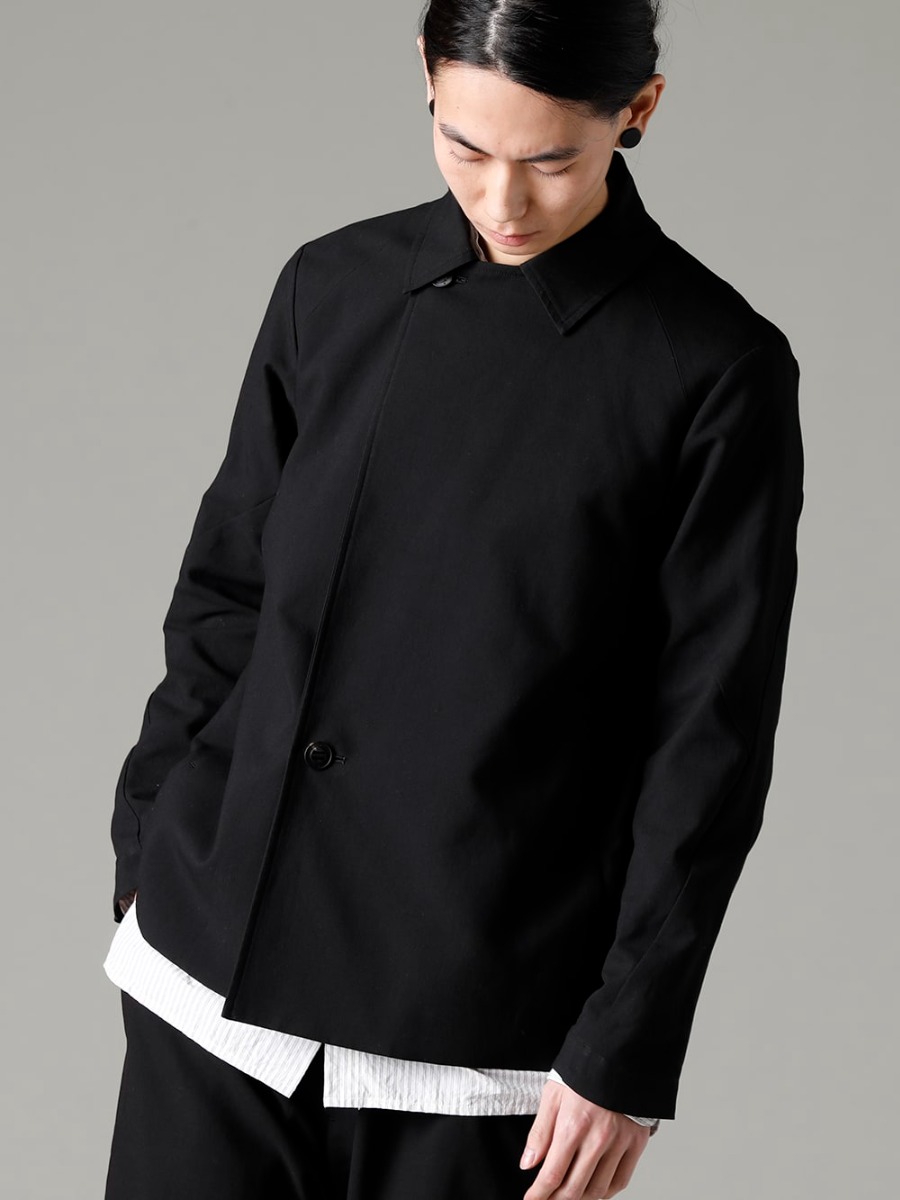 DEVOA(デヴォア) 23SS(春夏) ベーシックなディテールのバランスを少し変えてポイントに  - JKI-CJGC ジャケット ハイ デンシティ コットン stand coller shirt スタンドカラーシャツ 2-005