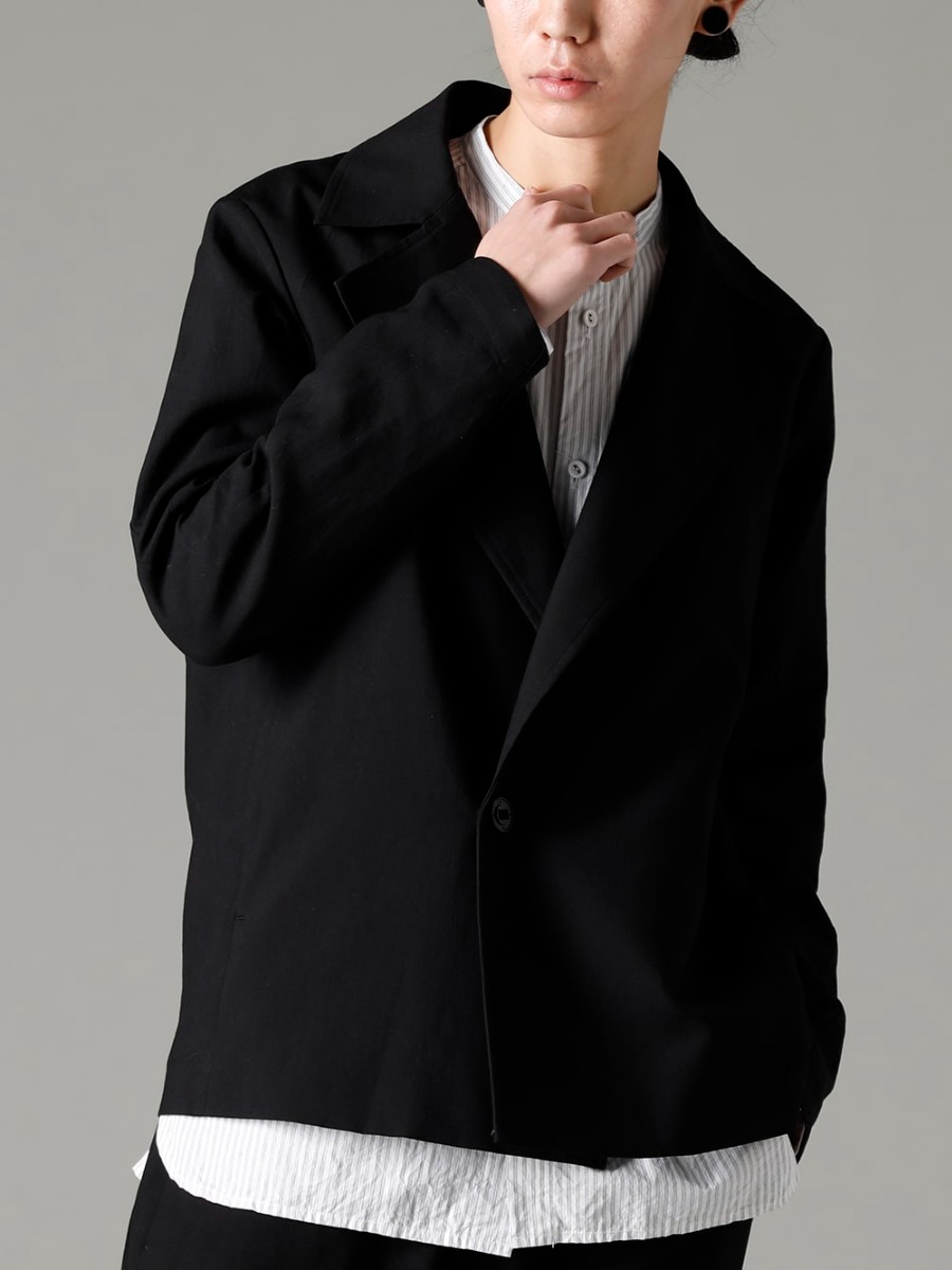 DEVOA(デヴォア) 23SS(春夏) ベーシックなディテールのバランスを少し変えてポイントに  - JKI-CJGC ジャケット ハイ デンシティ コットン stand coller shirt スタンドカラーシャツ 2-006-2