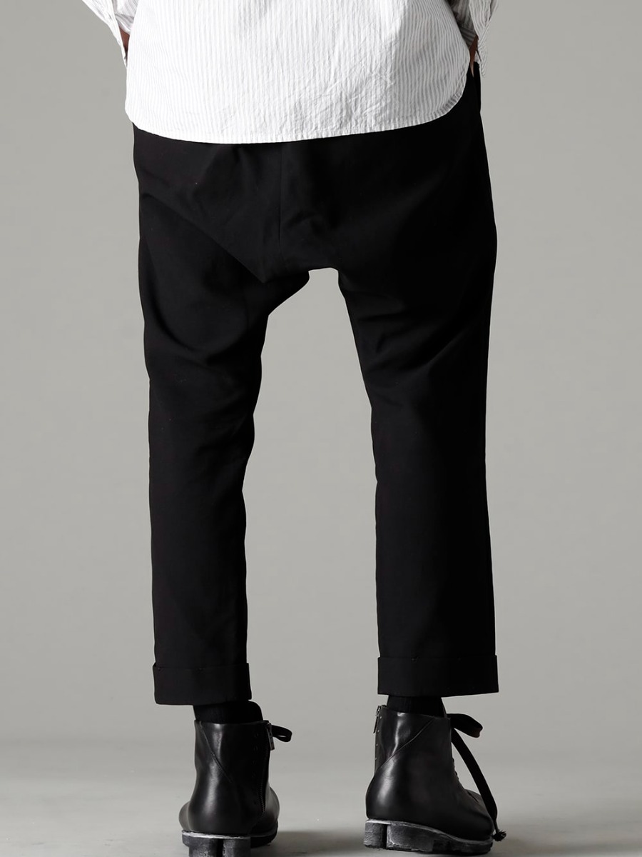 DEVOA(デヴォア) 23SS(春夏) カジュアルなパンツにスラックスのテイストを - PTI-CJSC クロップド スリム パンツ ハイ デンシティ コットン FW-CSHS レザーブーツ GUIDI ホースレザー 3-003