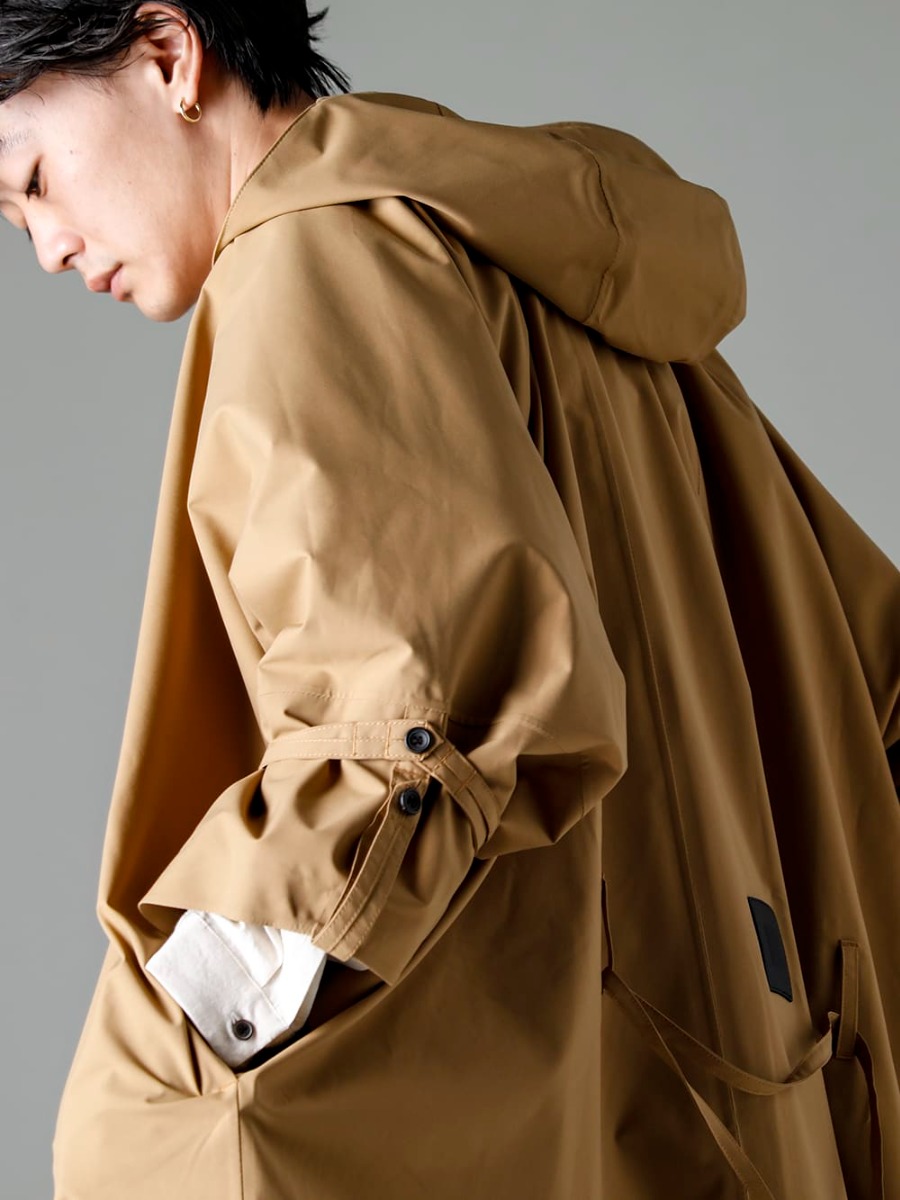 Norwegian Rain(ノルウェージャンレイン) 23SS(春夏) 春の気候にも適した通年使い可能な万能アウター  - Raincho-Unisex-SuperLightweight-Sand レインチョ ユニセックス スーパー ライトウェイト サンド O15SRT2-KINARI カバーオール シャツ キナリ ファイン キャンバス 2-003