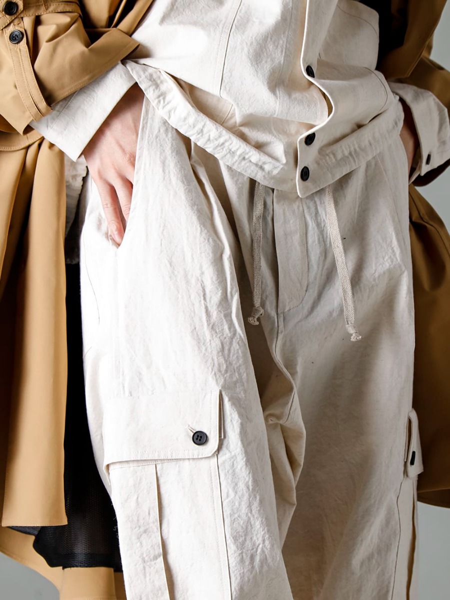 Norwegian Rain(ノルウェージャンレイン) 23SS(春夏) 春から夏のサンダルスタイルにもおすすめなカーゴトラウザー - O15TR3-KINARI カーゴ トラウザー キナリ ファイン キャンバス Handsewn-Classic-Lo ハンドソーン クラシック ロー 3-003