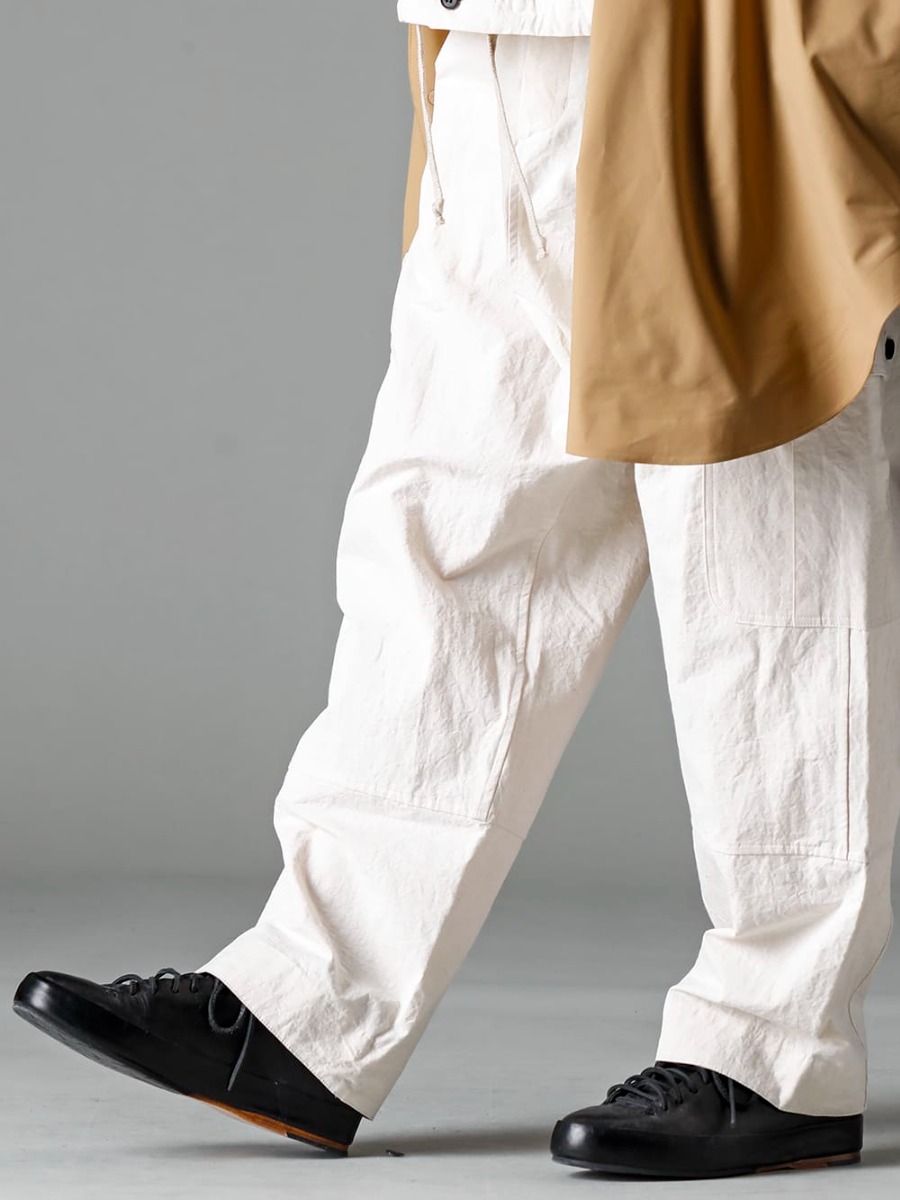 Norwegian Rain(ノルウェージャンレイン) 23SS(春夏) 春から夏のサンダルスタイルにもおすすめなカーゴトラウザー - O15TR3-KINARI カーゴ トラウザー キナリ ファイン キャンバス Handsewn-Classic-Lo ハンドソーン クラシック ロー 3-004