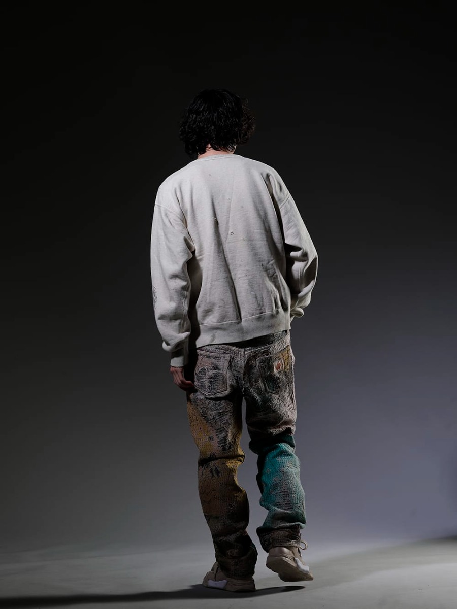 メゾンミハラヤスヒロ / セントマイケル / プロレタ リ アート / ワークスタッドミュンヘン 2023SS - 見出し1 - SM-S23-0000-095(KAWAMURA KOSUKE(河村康輔) × セントマイケル MOTHER スウェットシャツ) M3940(ネックレス ミックス + キーリング) UROBOROS-DENIM-JEANS-MULCH-32-22-23AW(BORO デニムパンツ ビーズ付き) A08FW702-Beige(-パーカー- オリジナル ソール レザー ロートップ スニーカー Beige) - 1-006