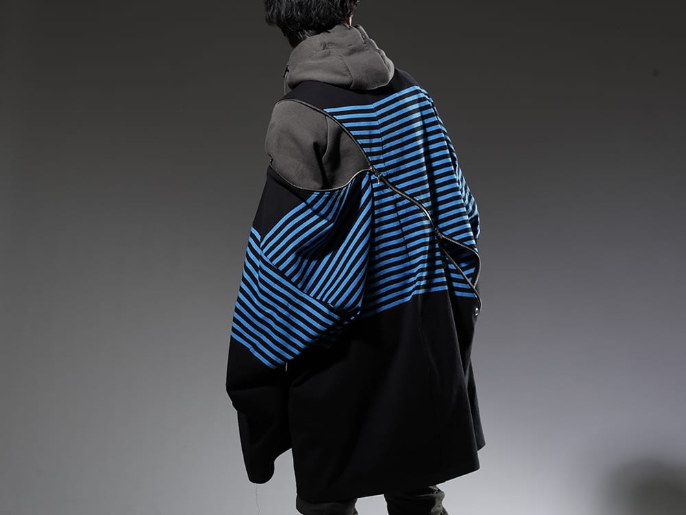 タカヒロミヤシタザソロイスト. / ボリス ビジャン サベリ 2022-23AW コレクションを象徴するディテール - sc.0001aAW22-Black-L.Blue(ダブルジップ バルーンシェイプド バスクシャツ ブラック x Lブルー) HOODY2-FTT00008(フーディー2 FTT00008) - 2-003