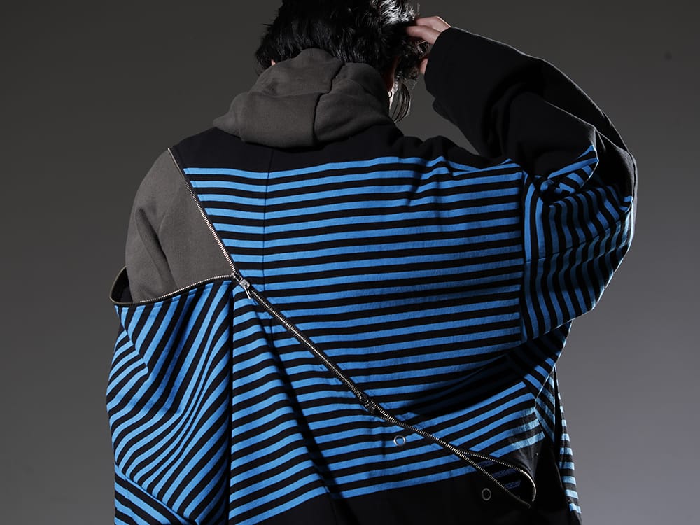 タカヒロミヤシタザソロイスト. / ボリス ビジャン サベリ 2022-23AW コレクションを象徴するディテール - sc.0001aAW22-Black-L.Blue(ダブルジップ バルーンシェイプド バスクシャツ ブラック x Lブルー) HOODY2-FTT00008(フーディー2 FTT00008) - 2-008